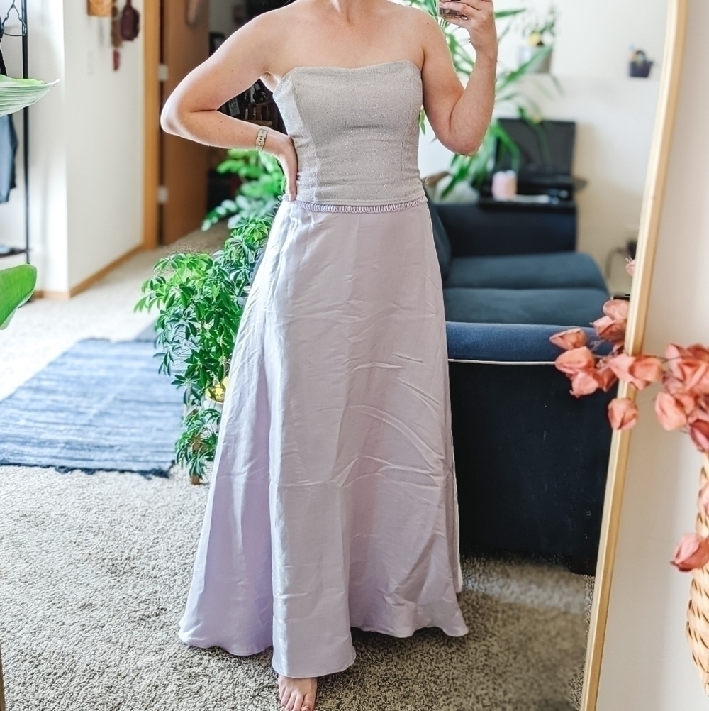 Scott McClintock Vintage Y2K Lilac Satin Rhinestone Formal Gown Size 8